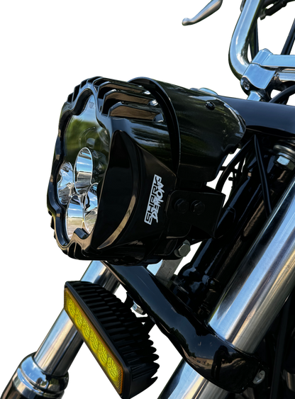 CUSTOM DYNAMICS LED Headlight - Shark Demon® - Pedestal Mount SD2-PM-W