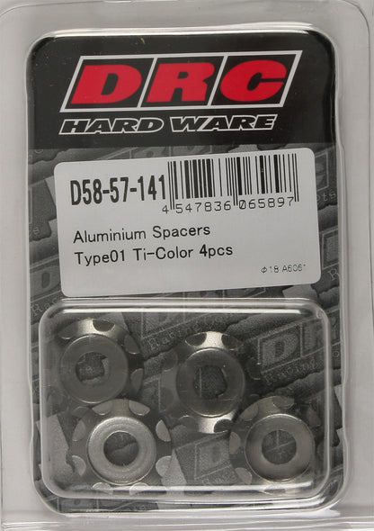 Aluminum Spacers Type 1 Titanium M6x12mm 4/Pk