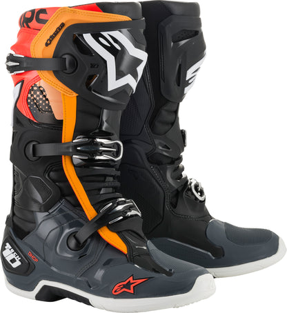 Tech 10 Boots Blk/Gry/Org/Fluo Red Sz 14