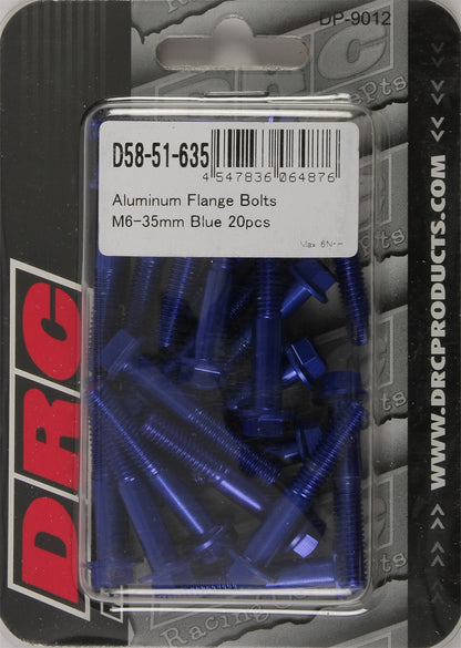 Aluminum Flange Bolts Blue M6x35mm 20/Pk