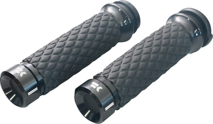KHROME WERKS Klassic Grips - Custom Contour - Diamond - Black 500300