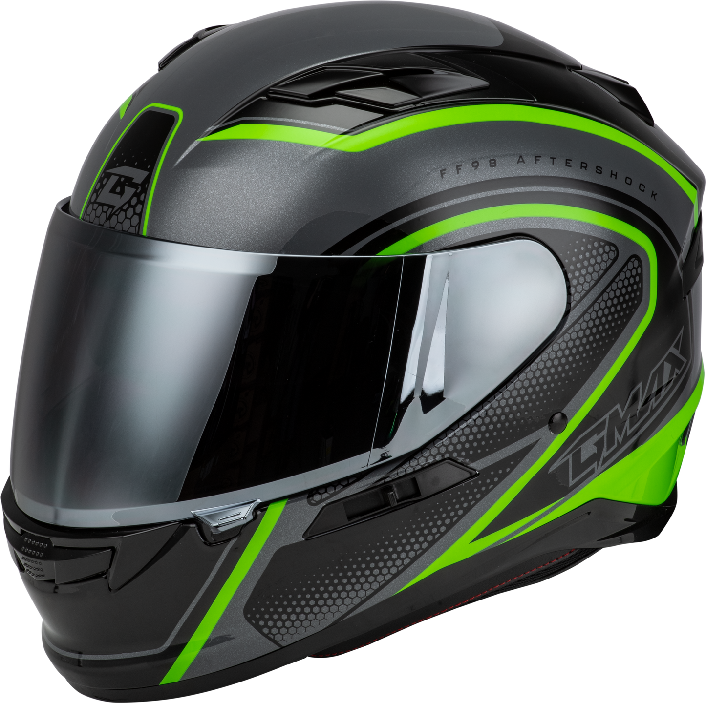 Ff 98 Aftershock Helmet Grey/Neon Green Lg