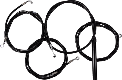 LA CHOPPERS Complete Black Vinyl Braided Handlebar Cable/Brake Line Kit - 12"-14" Handlebars - '23-'25 Touring LA-8059KT2-13B