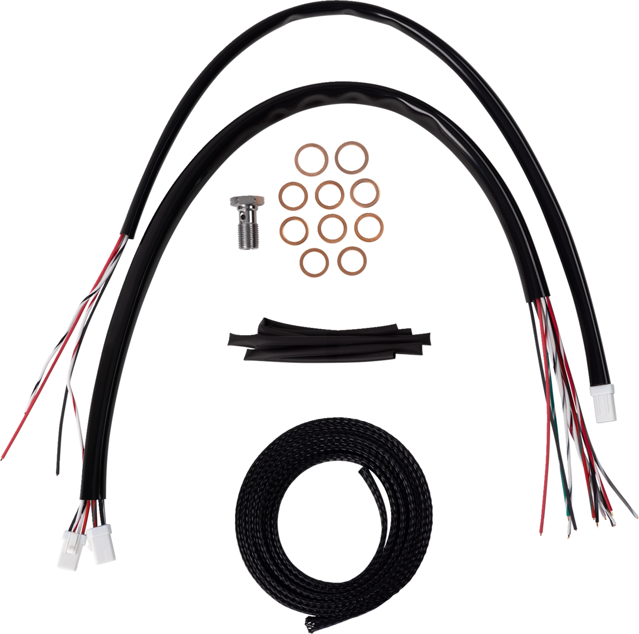 LA CHOPPERS Complete Black Vinyl Braided Handlebar Cable/Brake Line Kit - 12"-14" Handlebars - '23-'25 Touring LA-8059KT2-13B