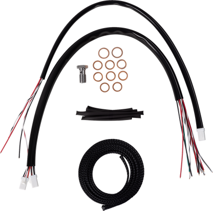 LA CHOPPERS Complete Black Vinyl Braided Handlebar Cable/Brake Line Kit - 12"-14" Handlebars - '23-'25 Touring LA-8059KT2-13B