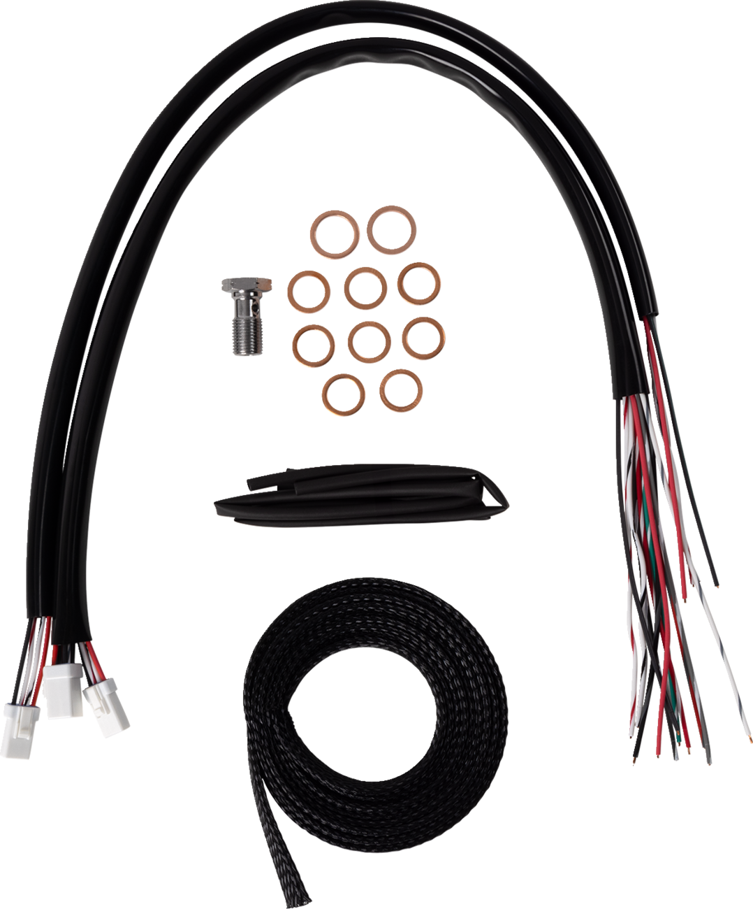 LA CHOPPERS Complete Black Vinyl Braided Handlebar Cable/Brake Line Kit - 15"-17" Handlebars - '23-'25 Touring LA-8059KT2-16B