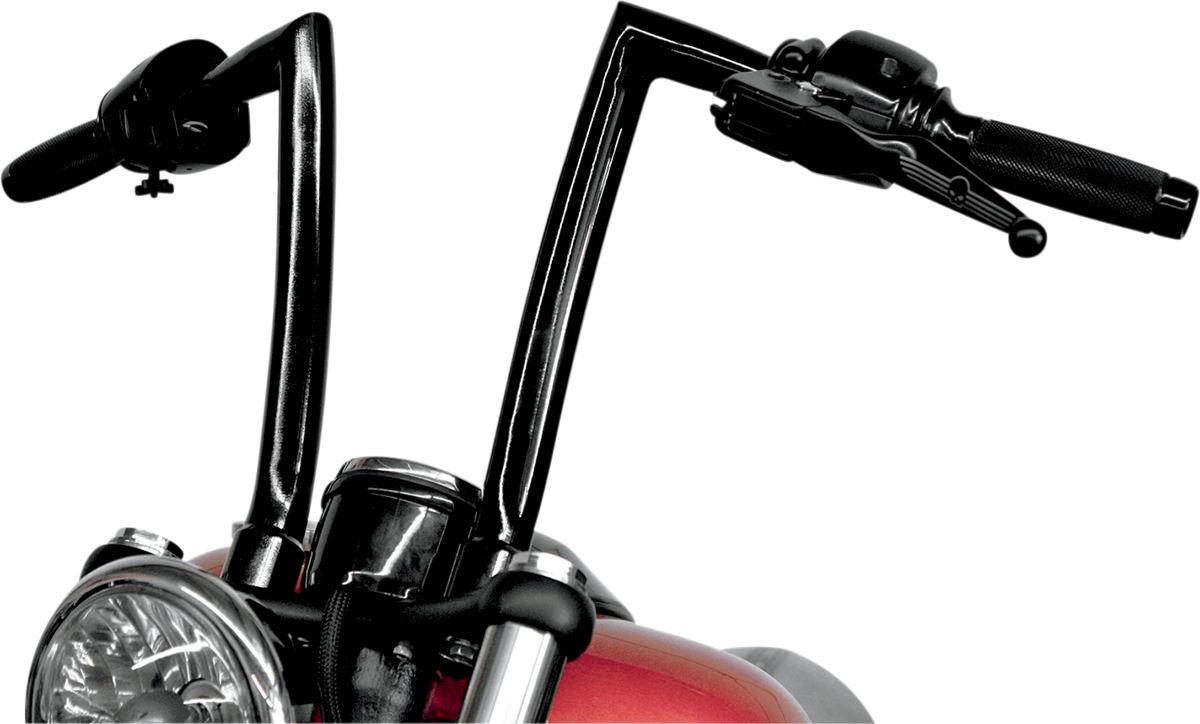 TODD'S CYCLE 1-1/4" Strip Handlebar - FXS - 12" Rise - OEM Top Tree - Black 0601-2762