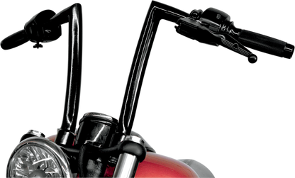 TODD'S CYCLE 1-1/4" Strip Handlebar - FXS - 12" Rise - OEM Top Tree - Black 0601-2762