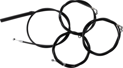 LA CHOPPERS Complete Black Vinyl Braided Handlebar Cable/Brake Line Kit - 18"-20" Handlebars - '23-'25 Touring LA-8059KT2-19B