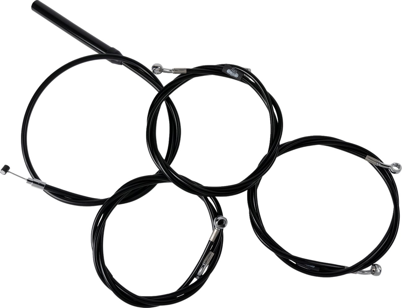 LA CHOPPERS Complete Black Vinyl Braided Handlebar Cable/Brake Line Kit - Stock Handlebars - '23-'25 Touring LA-8059KT2-08B