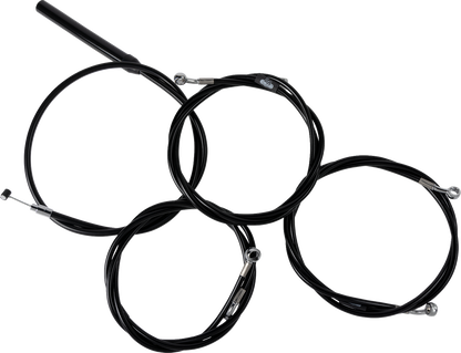 LA CHOPPERS Complete Black Vinyl Braided Handlebar Cable/Brake Line Kit - Stock Handlebars - '23-'25 Touring LA-8059KT2-08B