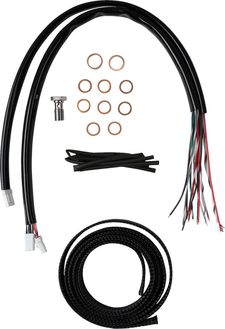 LA CHOPPERS Complete Black Vinyl Braided Handlebar Cable/Brake Line Kit - 18"-20" Handlebars - '23-'25 Touring LA-8059KT2-19B