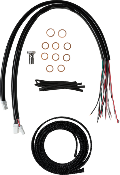LA CHOPPERS Complete Black Vinyl Braided Handlebar Cable/Brake Line Kit - 18"-20" Handlebars - '23-'25 Touring LA-8059KT2-19B