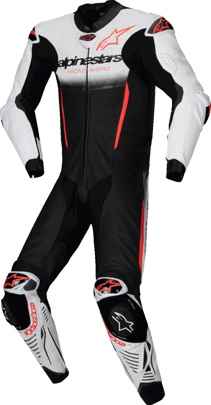 ALPINESTARS GP-R7 1-PC Leather Suit - White/Black/Red Fluo - US 42 / EU 52 3150125-233-52