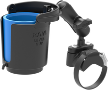 RAM MOUNTS Handlebar Rail Mount with U-Bolt Base, Level Cup™ Drink Holder and Koozie RAM-B-132RU