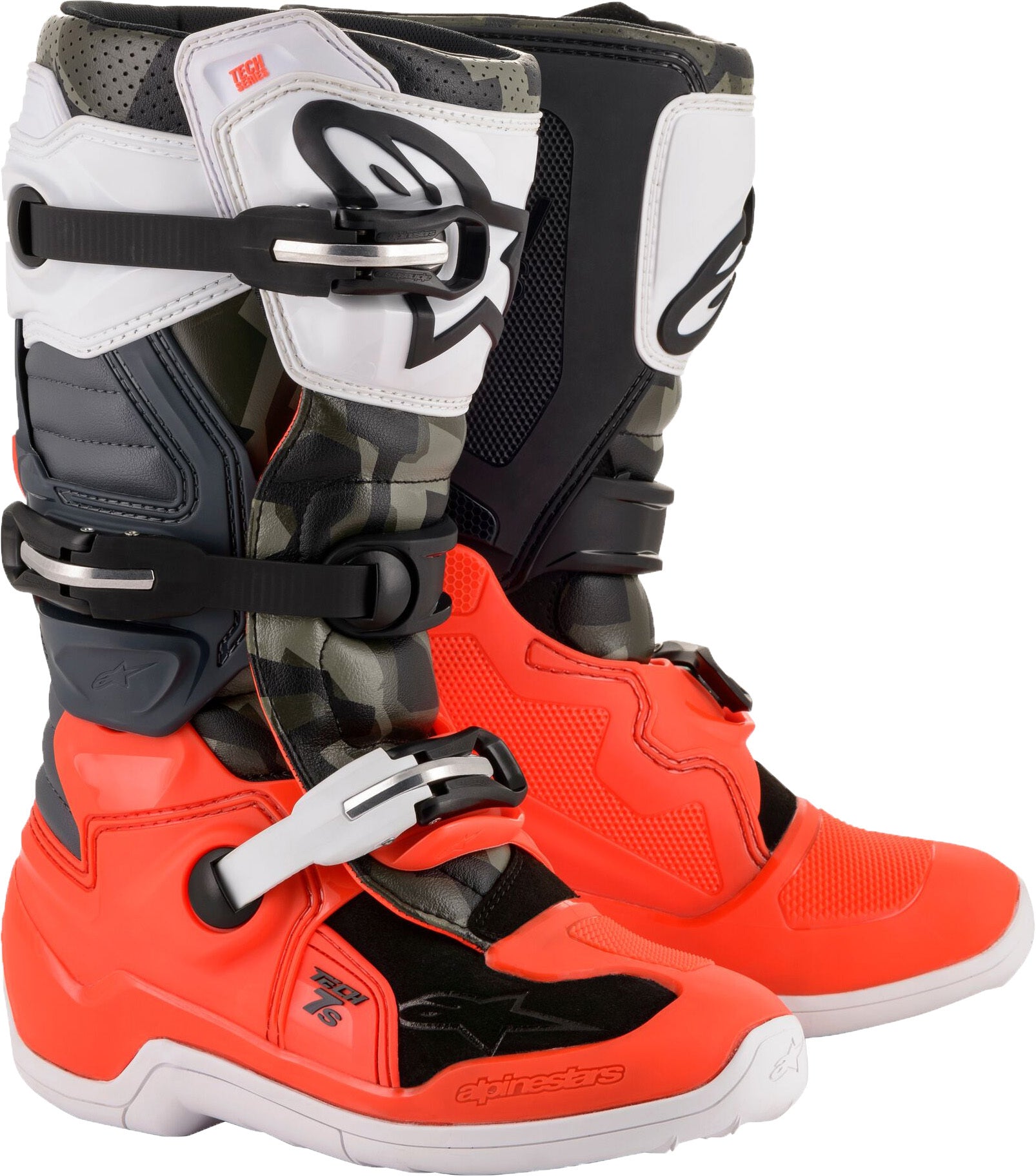 Tech 7s Magneto Boots Blk/Red Fluo/Wht/Gry Sz 06