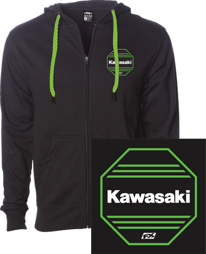 FACTORY EFFEX Kawasaki Octagon Zip-Up Hoodie - Black - Medium 28-88152