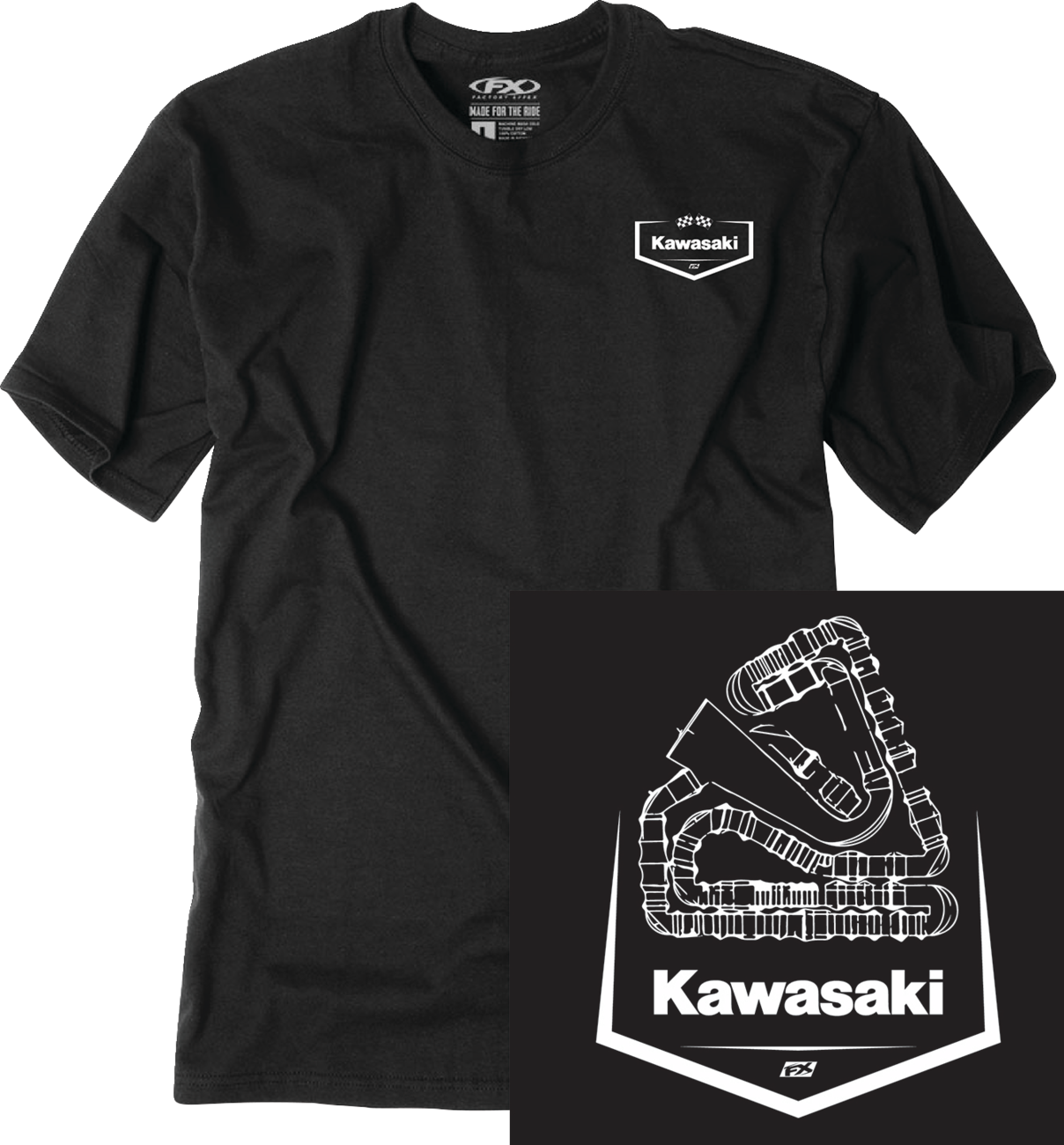 FACTORY EFFEX Kawasaki Track T-Shirt - Black - Medium 28-87102