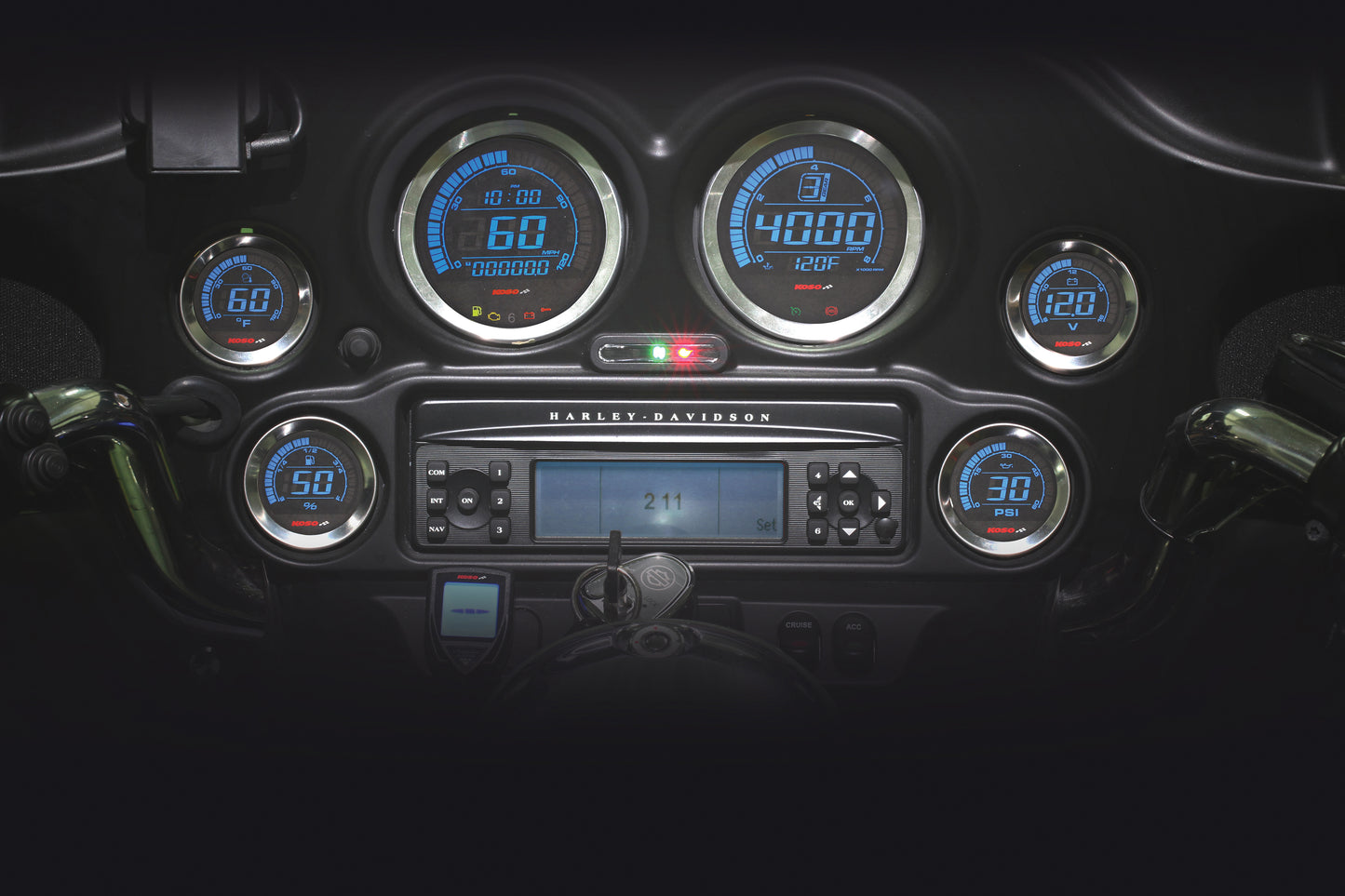 Hd 02 Series Gauge Kit Silver Bezel Oil Temp