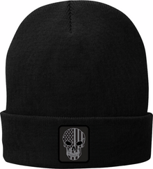 AMERICAN BIKER Mr Piston Flag Fleece-Lined Knit Beanie - Black ABBPISTON18H90BKOR