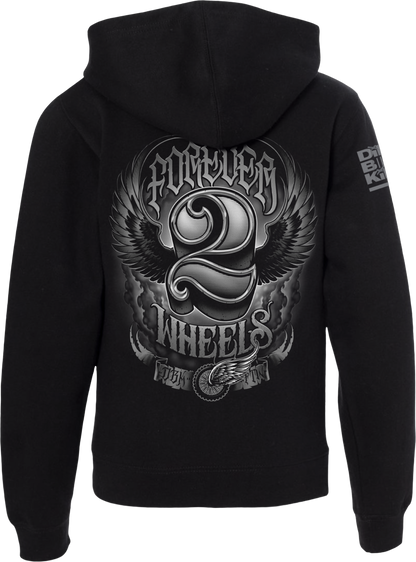 Two Wheels Youth Hoodie Black Yx