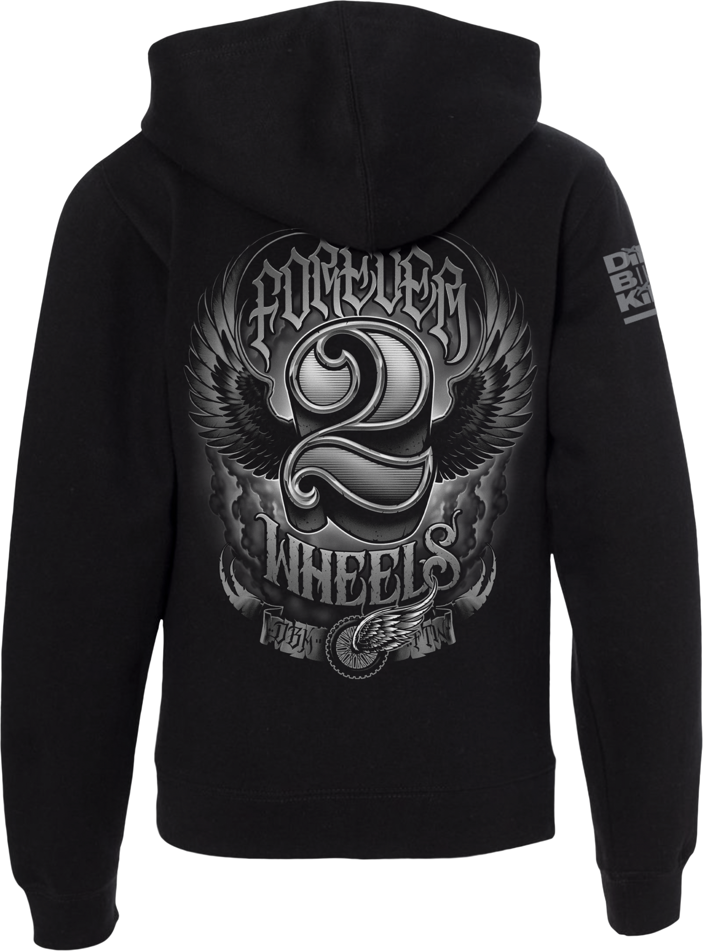 Two Wheels Youth Hoodie Black Yl