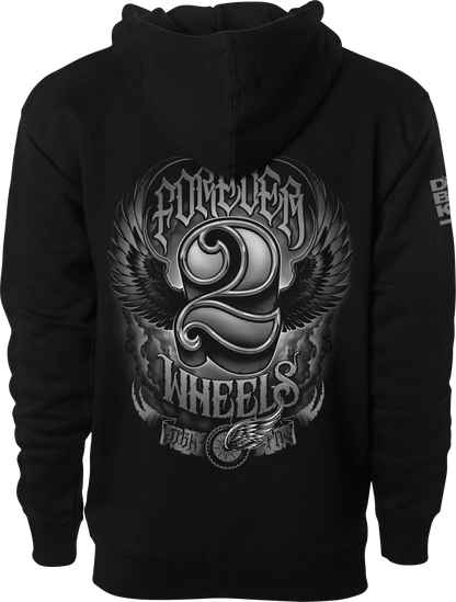 Two Wheels Hoodie Black Lg