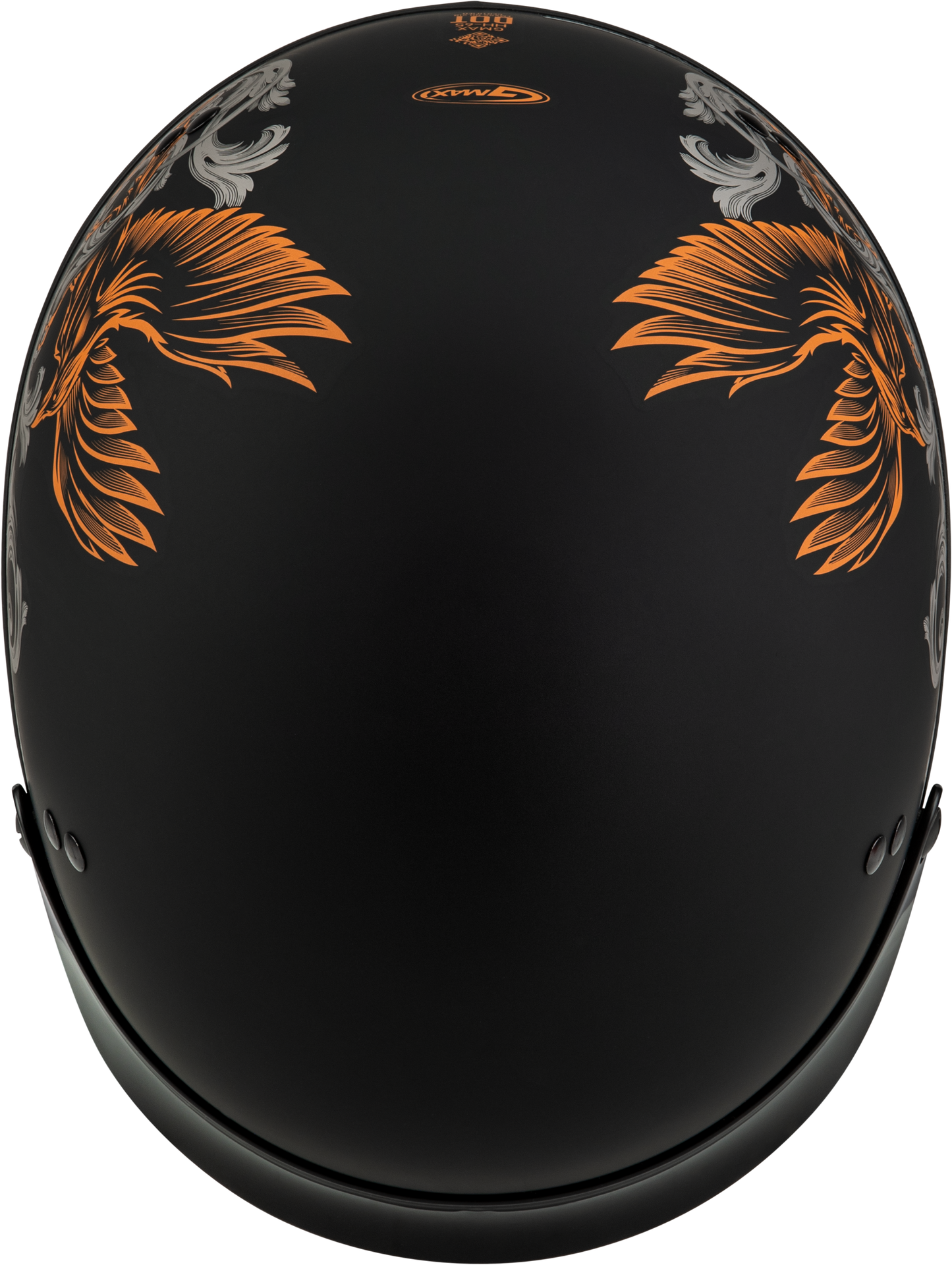 Hh 65 Corvus Helmet W/Peak Matte Black/Silver/Orange 2x