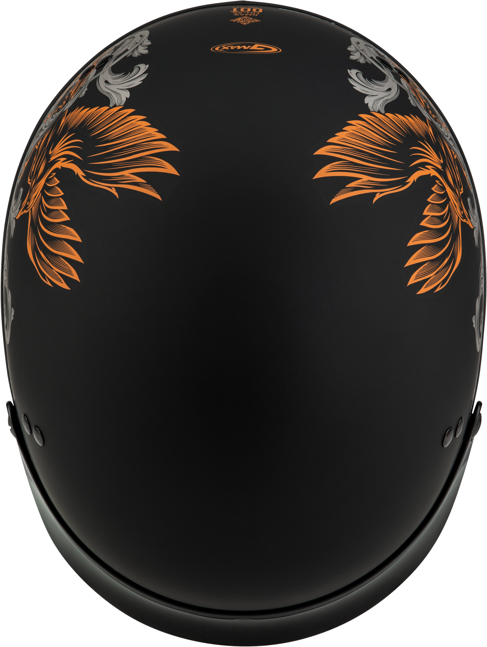Hh 65 Corvus Helmet W/Peak Matte Black/Silver/Orange Lg