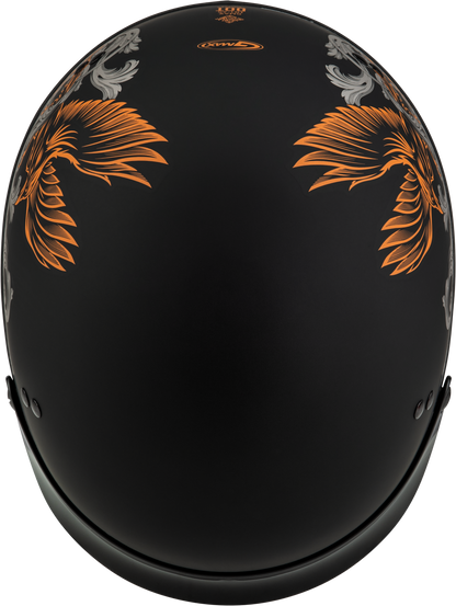 Hh 65 Corvus Helmet W/Peak Matte Black/Silver/Orange Lg