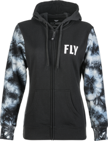 Women's Fly Tie Dye Zip Up Hoodie Black/Grey 2x
