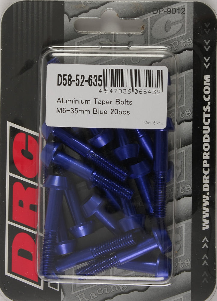 Aluminum Taper Bolts Blue M6x35mm 20/Pk