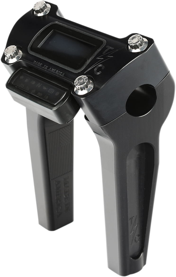 THRASHIN SUPPLY CO. Handlebar Risers - Straight - 6" - Gauge Cutout - Black TSC-6025-1