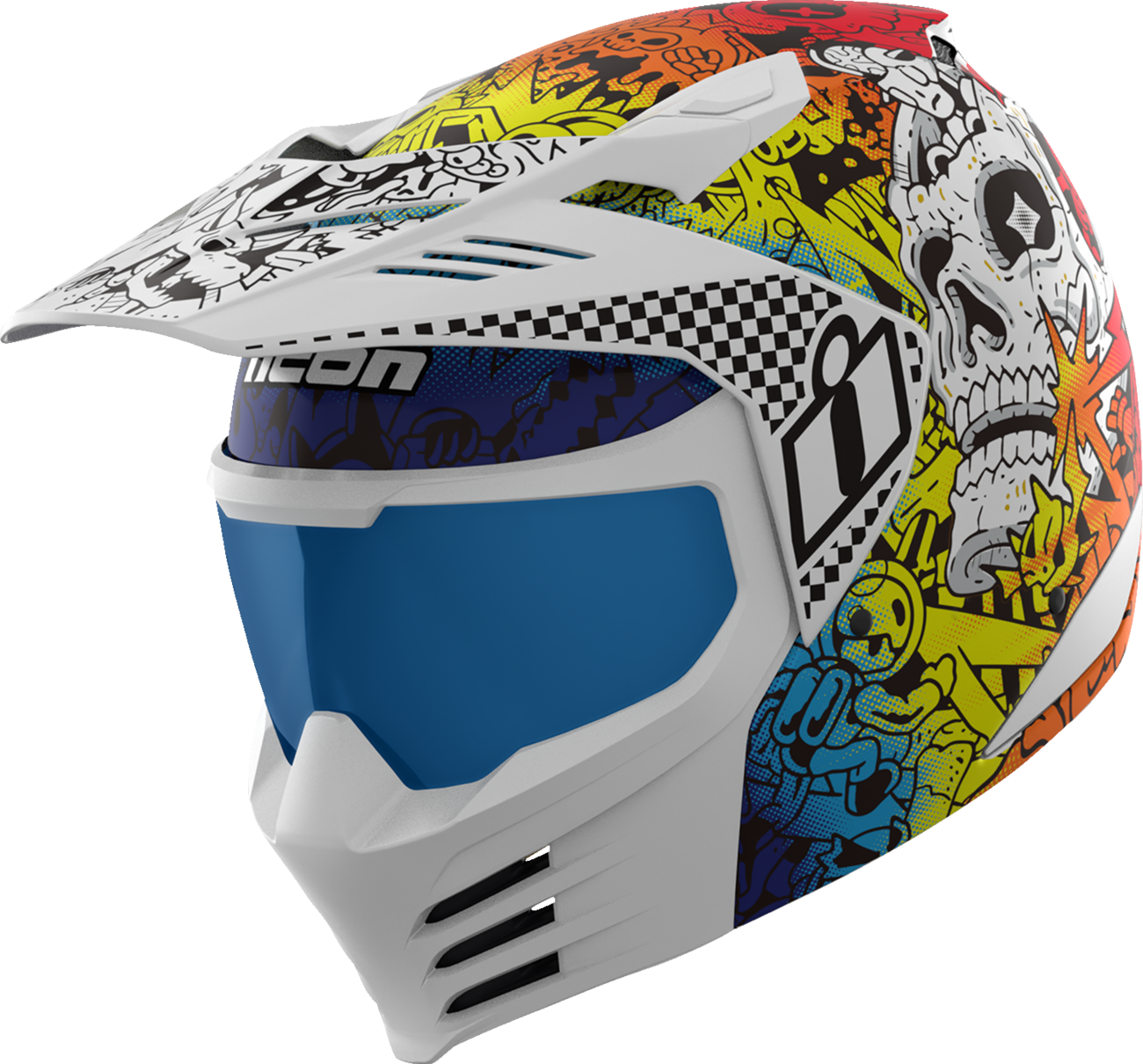 ICON Elsinore™ Helmet - Doodle 3 - White - Large 0104-3440