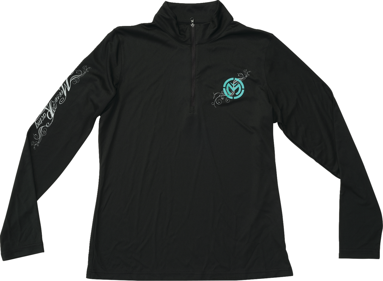 MOOSE OFFROAD Women's Flourish Script Quarter Zip Pullover - Black - Medium 3051-1232
