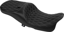 DRAG SPECIALTIES SEATS Extended Reach Freedom Seat - Vinyl - Double Diamond - Silver Stitch - FLT/FLH '09-'25 4696C