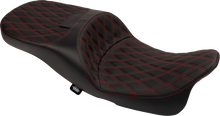 DRAG SPECIALTIES SEATS Extended Reach Freedom Seat - Vinyl - Double Diamond - Red Stitch - FLT/FLH '09-'25 4696D