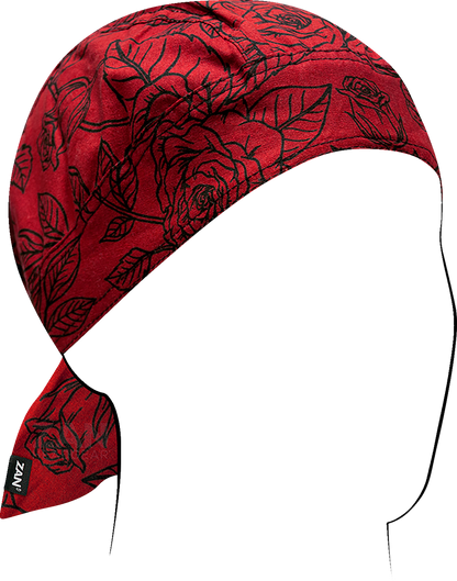 ZAN HEADGEAR Flydanna® Head Wrap - Black and Red Roses Z311