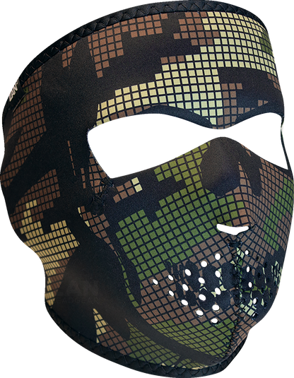 ZAN HEADGEAR Neoprene Full-Face Mask - Digi Woodland Camo Skull WNFM593
