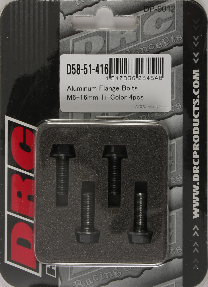 Aluminum Flange Bolts Titanium M6x16mm 4/Pk