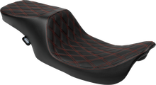 DRAG SPECIALTIES SEATS Predator 2-Up Seat - Vinyl - Double Diamond - Red Stitching - w/o Backrest - FL '97-'07 4695D