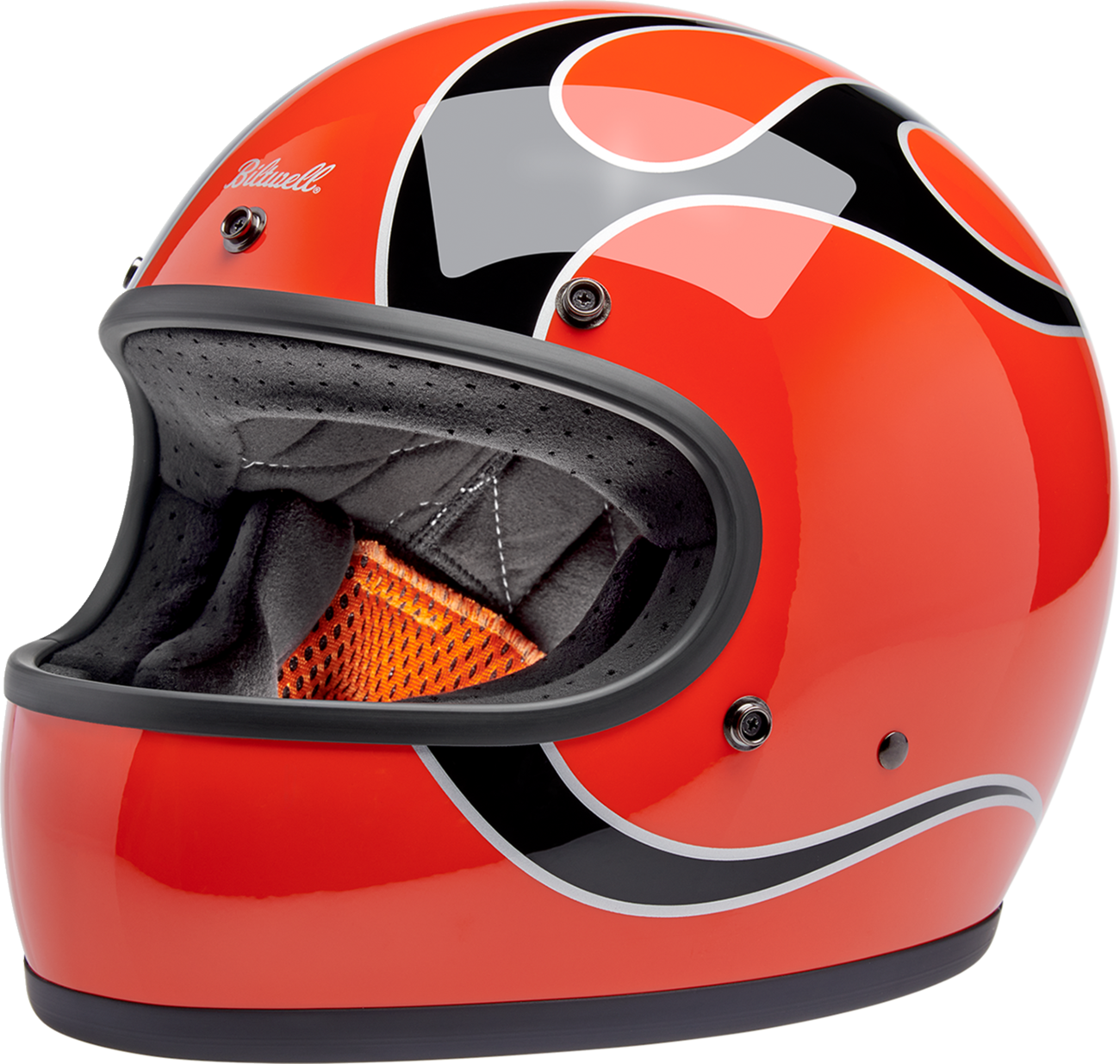 BILTWELL Gringo Helmet - Flames - Competition Orange - XS 1002-593-501