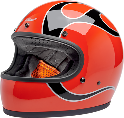 BILTWELL Gringo Helmet - Flames - Competition Orange - Large 1002-593-504