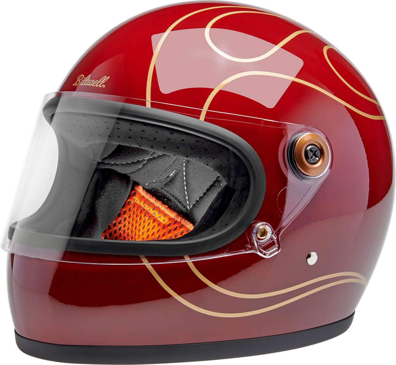 BILTWELL Gringo S Helmet - Flames - Gloss Garnet Red - Medium 1003-594-503