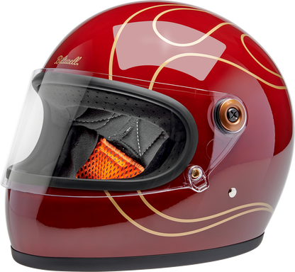BILTWELL Gringo S Helmet - Flames - Gloss Garnet Red - 2XL 1003-594-506