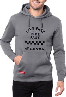 HONDA APPAREL Honda Live Free Ride Fast Hoodie - Gray - 3XL LEM25S-M57-3X