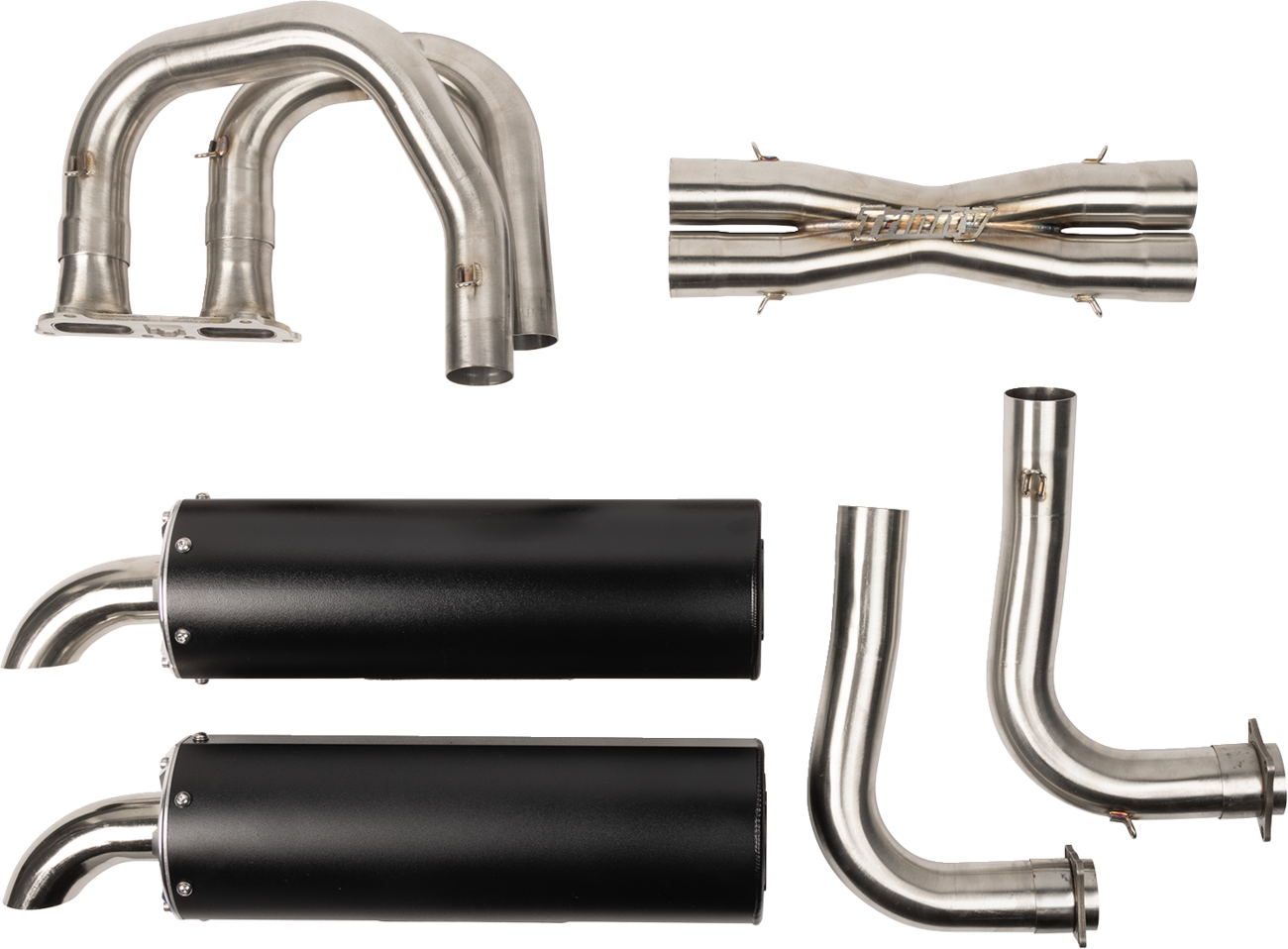 TRINITY RACING Full Dual Exhaust System - Black - RZR XP 1000 TR-4190D-BK