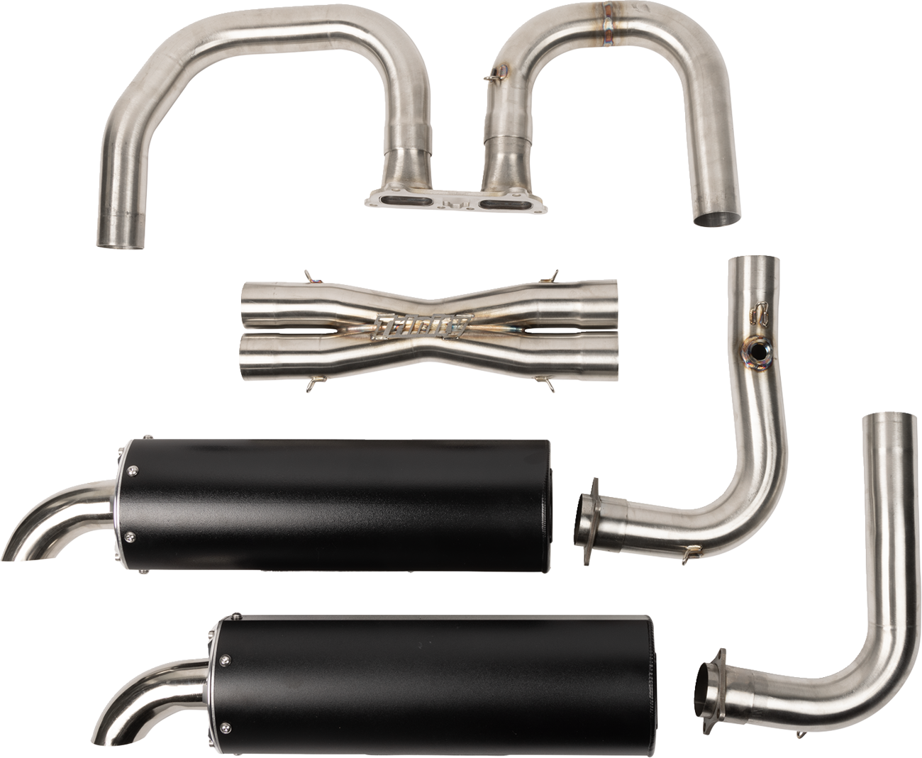 TRINITY RACING Full Dual Exhaust System - Black - RZR XP 1000 TR-4190D-BK