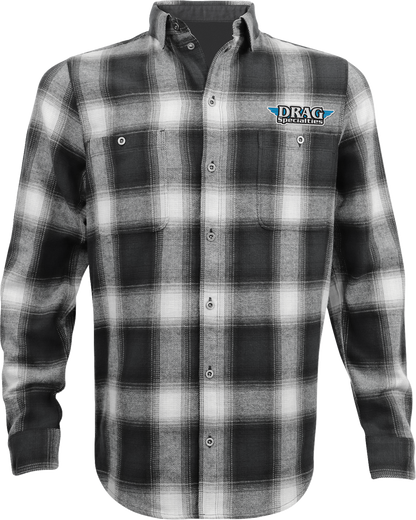 THROTTLE THREADS Drag Specialties Flannel 25 Shirt - Black/Gray - 4XL DRG33ST61GY4R