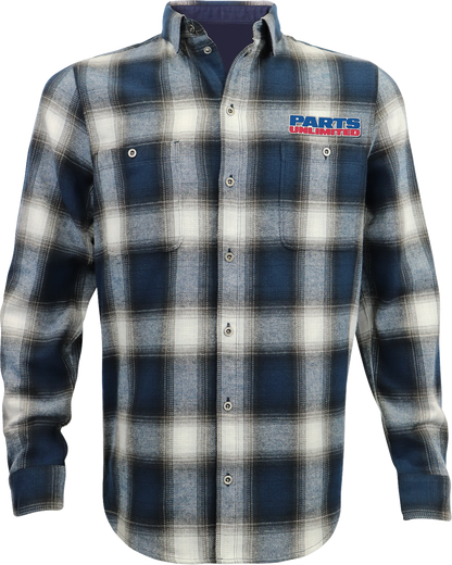 THROTTLE THREADS Parts Unlimited Flannel 25 Shirt - Blue/Black - Small PSU39ST61BLSR